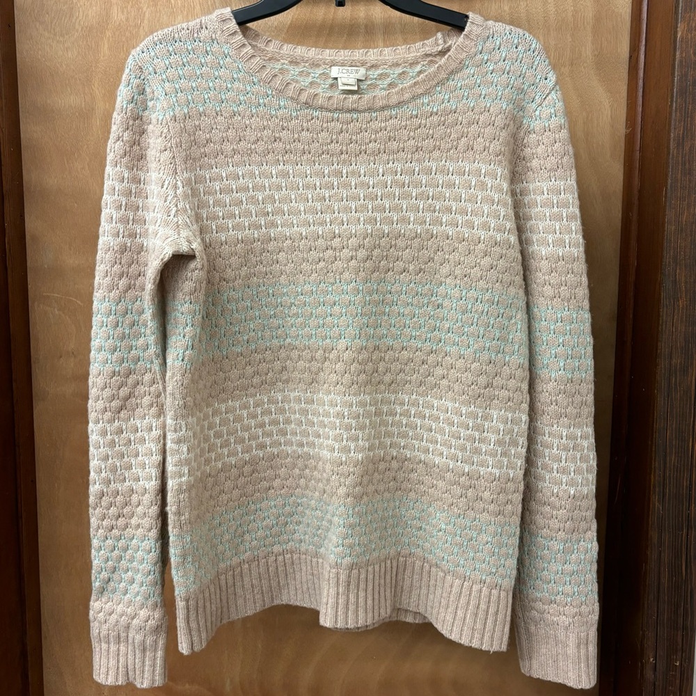 J. Crew lamb and merino wool blend neutral tone sweater, small relaxed fit